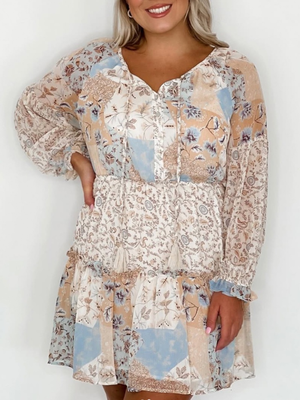 ILLA ILLA - BLUE PAISLEY FLORAL DRESS - SIZE L